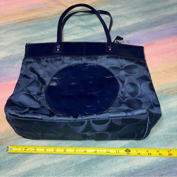 Coach Blue Patent Leather/ Nylon Tote Bag - Picture 6 of 9